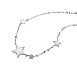 SWEETIEE- 925 Pur Argent Collier, Email Etoiles, Platine, 400mm SWEETIEE- 925 Pur Argent Collier, Email Etoiles, Platine, 400mm 3