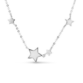 SWEETIEE- 925 Pur Argent Collier, Email Etoiles, Platine, 400mm SWEETIEE- 925 Pur Argent Collier, Email Etoiles, Platine, 400mm 2