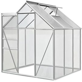 Serre de jardin en aluminium 5,85m³ avec fenêtre et gouttière – M4 Serre de jardin en aluminium 5,85m³ avec fenêtre et gouttière – M4