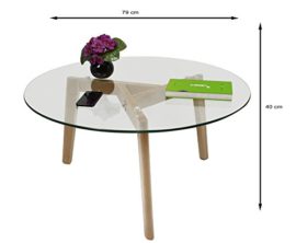 TS-4882 ideen Table café style Lounge en hêtre avec ESG verre de sécurité de 8 mm. Diamètre 79 cm. TS-4882 ideen Table café style Lounge en hêtre avec ESG verre de sécurité de 8 mm. Diamètre 79 cm. 3