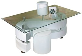 Table basse design blanche avec Poufs Table basse design blanche avec Poufs 5