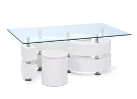 Table basse design blanche avec Poufs Table basse design blanche avec Poufs 2