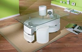 Table basse design blanche avec Poufs Table basse design blanche avec Poufs 6