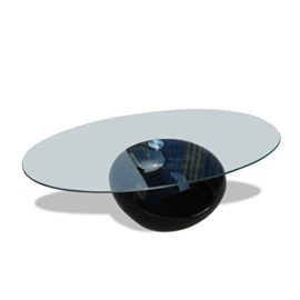 Table basse en verre, pied noir laqué Table basse en verre, pied noir laqué 4