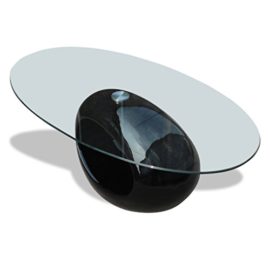 Table basse en verre, pied noir laqué Table basse en verre, pied noir laqué 5