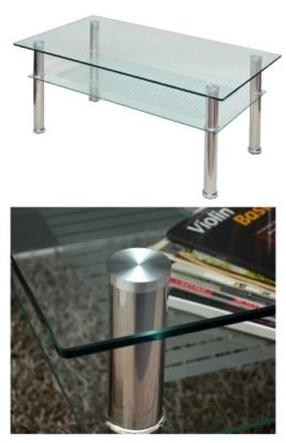 Ts-ideen table basse 110 x 60 cm en acier inoxydable et verre de sécurité eSG 10 mm Ts-ideen table basse 110 x 60 cm en acier inoxydable et verre de sécurité eSG 10 mm 5