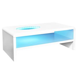 VidaXL Table basse blanc brillant LED 42 cm VidaXL Table basse blanc brillant LED 42 cm 6