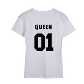 Yeesea Femme King and Queen Couples T-shirt Manches courtes Été Printed Top Tee Yeesea Femme King and Queen Couples T-shirt Manches courtes Été Printed Top Tee 2