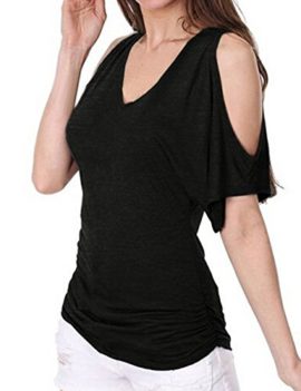 Yidarton Mode Tee Shirt Femme Casual Manches Courtes été Sexy Col V Mode Blouse Top épaules Dénudées Yidarton Mode Tee Shirt Femme Casual Manches Courtes été Sexy Col V Mode Blouse Top épaules Dénudées