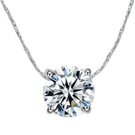 Yoursfs18k plaqué Or blanc Solitaire en 1CT Diamant de simulation de Collier charme pour Femmes ou Filles comme cadeau d’anniversaire ou pour Fête Yoursfs18k plaqué Or blanc Solitaire en 1CT Diamant de simulation de Collier charme pour Femmes ou Filles comme cadeau d’anniversaire ou pour Fête