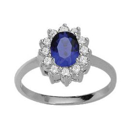 1001 Bijoux – Bague argent rhodié solitaire bleu foncé couronné de zirconias blancs 1001 Bijoux – Bague argent rhodié solitaire bleu foncé couronné de zirconias blancs