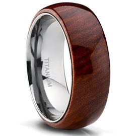 6MM Bague de mariage en titane avec Incrusté Du Bois, Dome. Pour Homme Intérieur Confort 6MM Bague de mariage en titane avec Incrusté Du Bois, Dome. Pour Homme Intérieur Confort