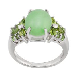 Bague Argent Massif 925 Peridot 0.73Ct Jade Vert 4.00Ct Bague Argent Massif 925 Peridot 0.73Ct Jade Vert 4.00Ct