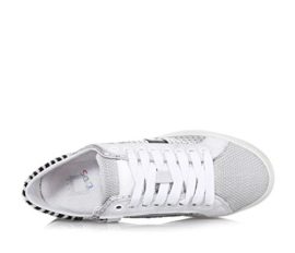 DATE-Chaussure–lacets-blanche-et-argent-en-cuir-et-tissu-synthtique-avec-fermeture-clair-latrale-lacets-blancs-Fille-Filles-Femme-Femmes-0-2