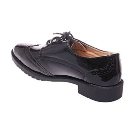 Derbies femme noires vernies semelle interieure cuir baskets elegantes talon carre a motifs- Derbies femme noires vernies semelle interieure cuir baskets elegantes talon carre a motifs- 4