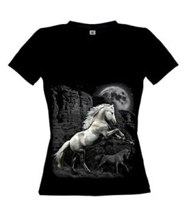 Ethno Designs White Horse Wilderness – Cheval Streetwear T-shirt pour Femmes – Motif d’animal Shirt Ethno Designs White Horse Wilderness – Cheval Streetwear T-shirt pour Femmes – Motif d’animal Shirt 2