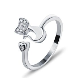 Fashmond- Bague chat ouverte ajustable femme fille- Argent fin 925 avec oxyde de zirconium- Cadeau Saint Valentin Anniversaire Fashmond- Bague chat ouverte ajustable femme fille- Argent fin 925 avec oxyde de zirconium- Cadeau Saint Valentin Anniversaire