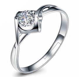 Femme Bague Réglable Style de Simplicité de Cœur Argent 925 et Zirkonia Anneau de la Queue Femme Bague Réglable Style de Simplicité de Cœur Argent 925 et Zirkonia Anneau de la Queue