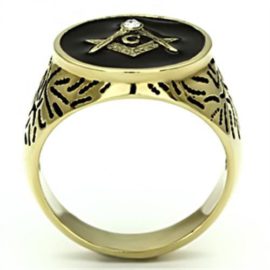 ISADY-Mateo-Gold-Bague-Homme-Chevalire-Franc-Maonnerie-Templier-Oxyde-de-zirconium-Email-noir-0-2