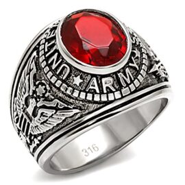 ISADY – US Army Rubis – Bague Homme – Chevalière – Acier – Oxyde de zirconium rouge ISADY – US Army Rubis – Bague Homme – Chevalière – Acier – Oxyde de zirconium rouge