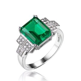 JewelryPalace 2.82ct Elégant Bague Femme en Argent Sterling 925 en Emeraude de Synthèse Verte JewelryPalace 2.82ct Elégant Bague Femme en Argent Sterling 925 en Emeraude de Synthèse Verte 2