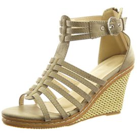 Sopily-Chaussure-Mode-Sandale-Spartiates-hauteur-cheville-femmes-multi-bride-boucle-Talon-compens-plateforme-95-CM-Khaki-0