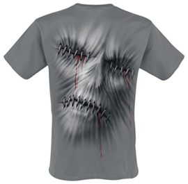 Spiral-T-shirt-pour-homme-Motif-Stitched-Up-Anthracite-0-0
