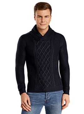 oodji Ultra Homme Pull à Torsades avec Col Châle oodji Ultra Homme Pull à Torsades avec Col Châle