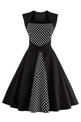 Babyonlinedress-Robe-de-SoireBal-Courte-Rtro-Vintage-Impression-anne-1950-Style-Audrey-Hepburn-Rockabilly-Swing-sans-manche-avec-Boutons-Grande-Taille-0