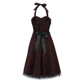 HR-London-Neckholder-Robe-FLOCK-DOTTED-noir-rouge-0-0