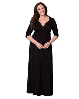 Moollyfox-Femmes-Grande-Taille-Pure-Color-V-Neck-Longue-Robe-0