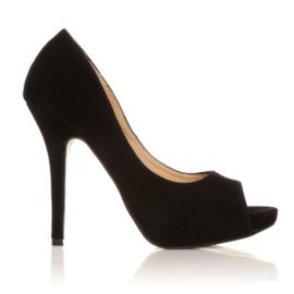 TIA-Chaussures--talons-aiguilles-Plateforme-Bout-ouvert-Noir-Effet-daim-0