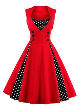 VKStarFemmes-des-Annes-50-Elgantes-Robe-avec-Boutons-Vintage-Rockabilly-Swing-Robe-de-Cocktail-0