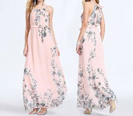 Aitos Femme Robe Longue Ete Imprimé Bohême Plage de Vacances Mousseline De Soie Beach Dress Floral Robe Elegant Sans Manche Cocktail Party Aitos Femme Robe Longue Ete Imprimé Bohême Plage de Vacances Mousseline De Soie Beach Dress Floral Robe Elegant Sans Manche Cocktail Party 4