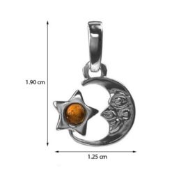 Ambre Argent Sterling Lune Pendentif Petit Modèle 45,7 cm 46 cm Ambre Argent Sterling Lune Pendentif Petit Modèle 45,7 cm 46 cm 3