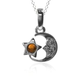 Ambre Argent Sterling Lune Pendentif Petit Modèle 45,7 cm 46 cm Ambre Argent Sterling Lune Pendentif Petit Modèle 45,7 cm 46 cm