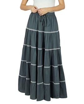 Bimba femmes longues Flaired coton Jupe Boho Maxi Bottoms taille élastique Indian Vêtements Bimba femmes longues Flaired coton Jupe Boho Maxi Bottoms taille élastique Indian Vêtements 2