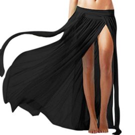 Chouette Femme Jupe de Fourche Maxi Longue en Maiile Voile de Plage Skirt Mince Extensible Chouette Femme Jupe de Fourche Maxi Longue en Maiile Voile de Plage Skirt Mince Extensible