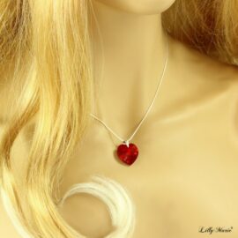 Collier en argent avec des éléments Swarovski d’origine Pendentif, rouge, 18 mm, avec Box, un cadeau parfait pour une femme ou une petite amie Collier en argent avec des éléments Swarovski d’origine Pendentif, rouge, 18 mm, avec Box, un cadeau parfait pour une femme ou une petite amie 3