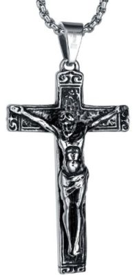 Collier pendentif en acier inoxydable, Jésus Christ Crucifix croix, pour les hommes, chaîne à maillons ronds Collier pendentif en acier inoxydable, Jésus Christ Crucifix croix, pour les hommes, chaîne à maillons ronds 2