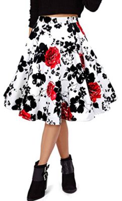 Eudolah-Jupe-midi-style-vintage--imprim-des-fleursuni-swing-annes-50-Femme-0