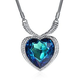 GoSparking Ocean Blue Big Titanic coeur en cristal plaqué d’or blanc collier pendentif en alliage avec le cristal autrichien pour les femmes GoSparking Ocean Blue Big Titanic coeur en cristal plaqué d’or blanc collier pendentif en alliage avec le cristal autrichien pour les femmes