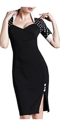 HOMEYEE Robe Moulante Polka Dot Manches Courtes Femme B47 HOMEYEE Robe Moulante Polka Dot Manches Courtes Femme B47 2