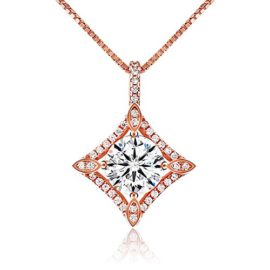 J.Rosée collier en argent 925, couvert d’or rose 18k plaqué, un gros diamant au milieu et des zircones sertis à l’entour. J.Rosée collier en argent 925, couvert d’or rose 18k plaqué, un gros diamant au milieu et des zircones sertis à l’entour.