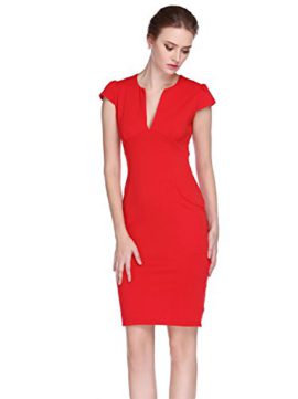 L’ALYSSE Robe Moulante Crayon Fendu Zip Poches Manche Courte Bodycon Slim Femme M Rouge L’ALYSSE Robe Moulante Crayon Fendu Zip Poches Manche Courte Bodycon Slim Femme M Rouge