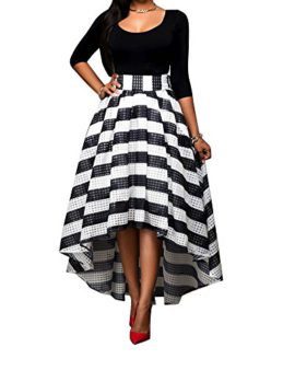 LaoZan-Tops-Femme-Manches-Longues-Et-Robe-De-Soire-Stripes-Maxi-Skirt-Cocktail-0