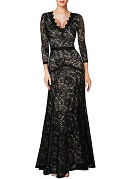 Miusol Femme Manche Longue Noir Lace Formelle Robe De Soiree Miusol Femme Manche Longue Noir Lace Formelle Robe De Soiree