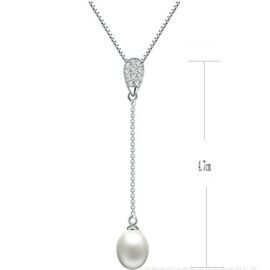 Sabrina eau Dorp Forme 925 collier pendentif Argent Avec haut Luster AAA 1cm culture d’eau douce White Pearl et zircon Bijoux pour les femmes. Longueur de la cha?ne: 45cm. Sabrina eau Dorp Forme 925 collier pendentif Argent Avec haut Luster AAA 1cm culture d’eau douce White Pearl et zircon Bijoux pour les femmes. Longueur de la cha?ne: 45cm. 3