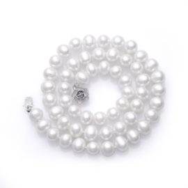 VIKI LYNN Collier Fantaisie Femme en perle blanche de culture d’eau douce classe AAA fermoir de fleur Diamètre de perle 7/8mm Idée Cadeau Femme Original VIKI LYNN Collier Fantaisie Femme en perle blanche de culture d’eau douce classe AAA fermoir de fleur Diamètre de perle 7/8mm Idée Cadeau Femme Original 4