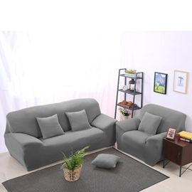 WINOMO 3 places haute élasticité anti-acariens chaise housses canapé couverture Housse canapé (gris) WINOMO 3 places haute élasticité anti-acariens chaise housses canapé couverture Housse canapé (gris) 3